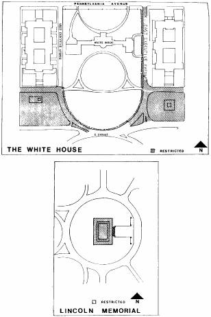 drawings of the White House and Lincoln Memorial